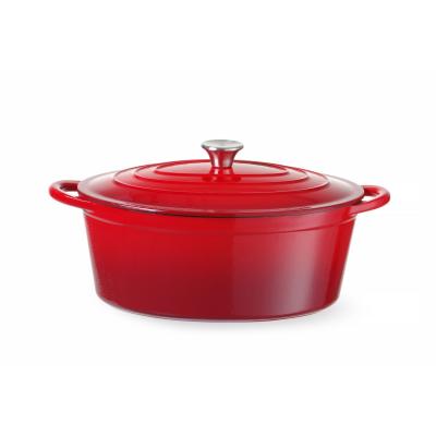 Litinový kastrol smaltovaný, HENDI, 6,88L, Červená, 405x255x(H)134mm | 626825